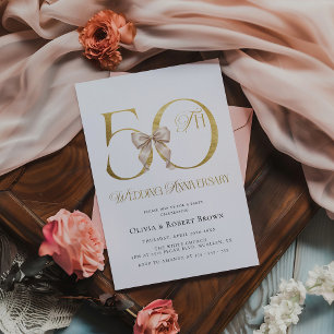Gold 50th Wedding Anniversary Invitation