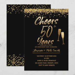 Gold 50th Wedding Anniversary Invitation