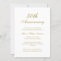Gold 50th Wedding Anniversary Invitations