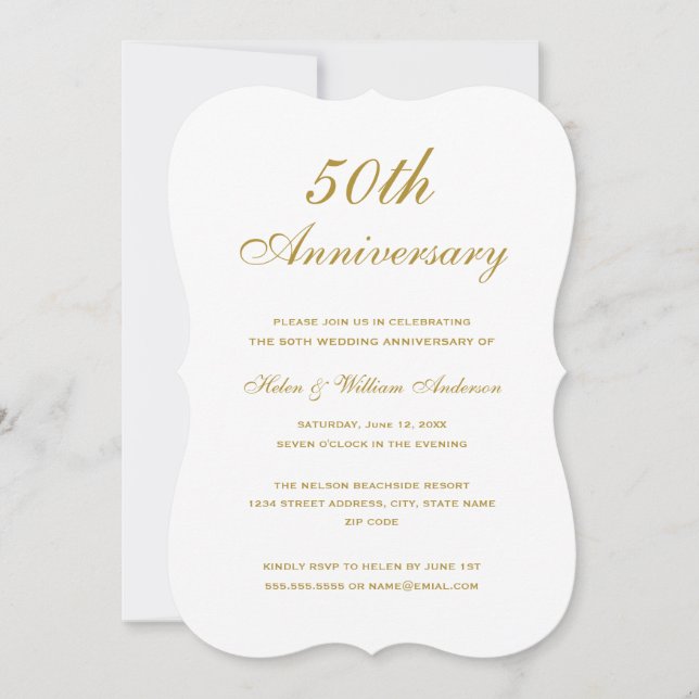 Gold 50th Wedding Anniversary Invite (Front)