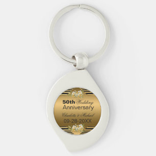 Gold 50th Wedding Anniversary Key Ring