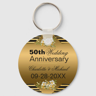 Gold 50th Wedding Anniversary Key Ring