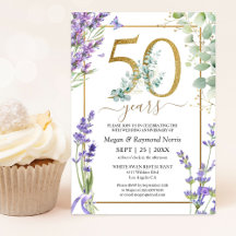 Gold 50th Wedding Anniversary Lavender Floral