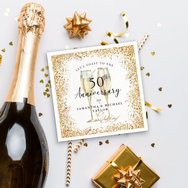 Gold 50th Wedding Anniversary Napkin (Creator Uploaded)