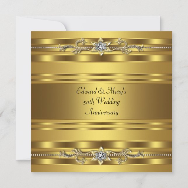 Gold 50th Wedding Anniversary Party Invitation (Front)