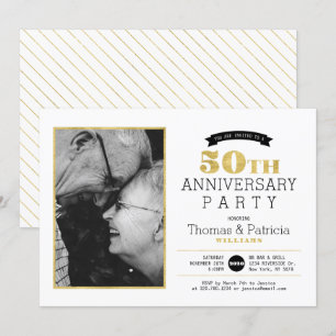 Gold 50th Wedding Anniversary Photo Invitation