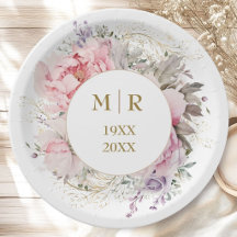 Gold 50th Wedding Anniversary Pink Peony Floral