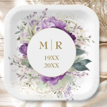 Gold 50th Wedding Anniversary Purple Peony Floral