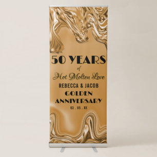 Gold 50th Wedding Anniversary Retractable Banner