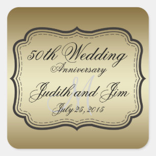 Gold 50th Wedding Anniversary Square Sticker