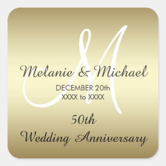 Gold 50th Wedding Anniversary Stickers