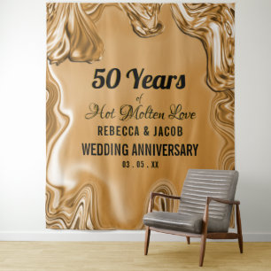 Gold 50th Wedding Anniversary Tapestry