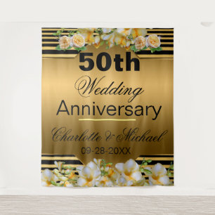 Gold 50th Wedding Anniversary Tapestry
