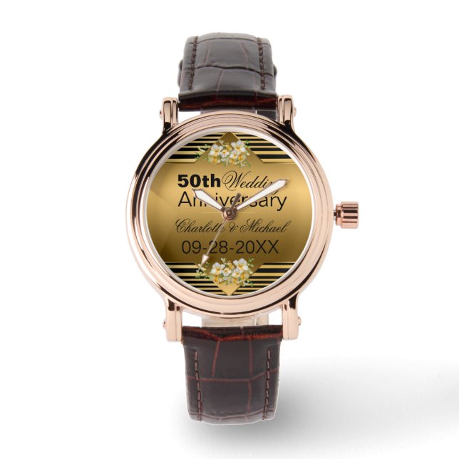 Gold 50th Wedding Anniversary   Watch (Front)