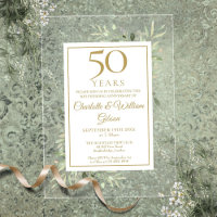 Gold 50th Wedding Anniversary Watercolor Greenery