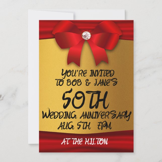 GOLD 50TH WEDDING ELEGANT CUSTOM INVITATIONS (Front)