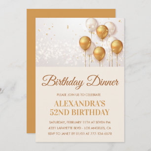 Gold 52nd birthday invitation Birthday dinner