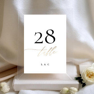Gold 5 x 7 Calligraphy Modern Wedding Table Number