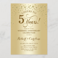 Gold 5th Anniversary Celebration Invitation