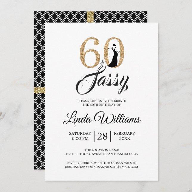 Gold 60 and Sassy | 60th Birthday Party Invitation (Front/Back)
