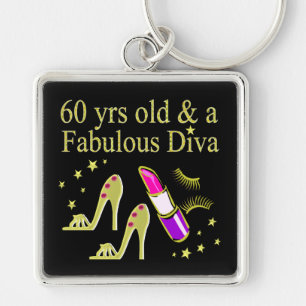 GOLD 60 YRS OLD & A FABULOUS DIVA KEY RING