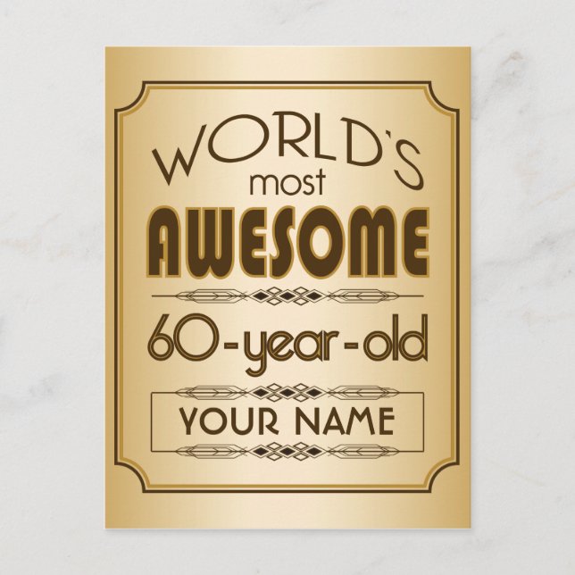 Gold 60th Birthday Celebration World Best Fabulous Invitation Postcard (Front)