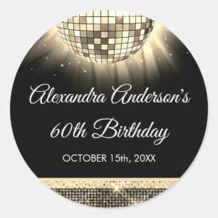 Gold 60th Birthday Party 70's Disco Ball Classic Round Sticker