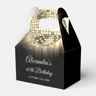 Gold 60th Birthday Party 70's Disco Ball Favour Box