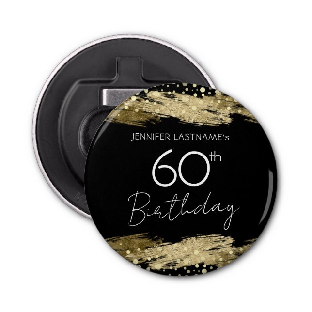 Gold 60th Birthday Party Bottle Opener (Front)
