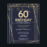 Gold 60th Birthday Party Budget Invitation<br><div class="desc">Elegant Faux gold border with shimmering confetti highlights on the top border. All text is adjustable and easy to change for your own party needs. Great elegant 60th birthday template design.</div>