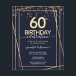 Gold 60th Birthday Party Budget Invitation<br><div class="desc">Elegant Faux gold border with shimmering confetti highlights on the top border. All text is adjustable and easy to change for your own party needs. Great elegant 60th birthday template design.</div>