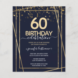 Gold 60th Birthday Party Budget Invitation