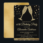 Gold 60th Birthday Party Diamond Champagne Glass Invitation<br><div class="desc">Gold Sixtieth Birthday Party Diamond Champagne Glass Party Invitation. The Gold and Black 60th Birthday Party Invitation is perfect for a modern 60th Birthday Party.</div>