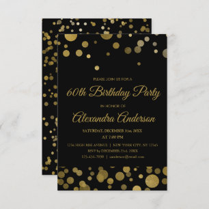 Gold 60th Birthday Party Gold Confetti Invitation