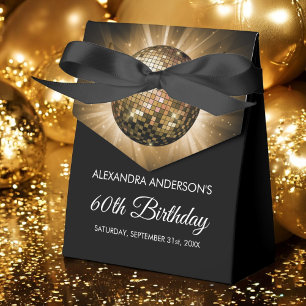 Gold 60th Birthday Party Gold Disco Ball Favour Box