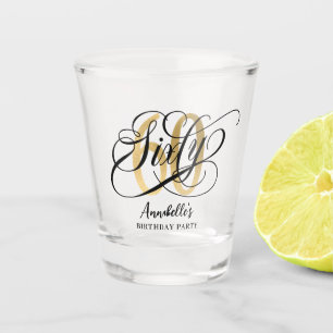 Gold 60th Birthday Typography  Shot Glass