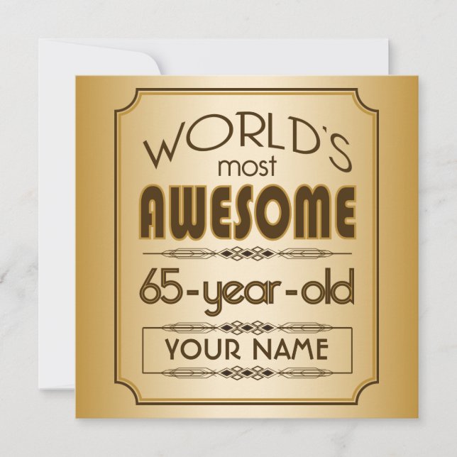 Gold 65th Birthday Celebration World Best Fabulous Invitation (Front)