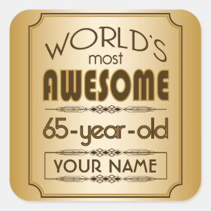 Gold 65th Birthday Celebration World Best Fabulous Square Sticker