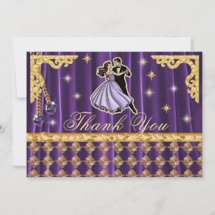 Gold 65th Birthday Thank You with Dancers  Card