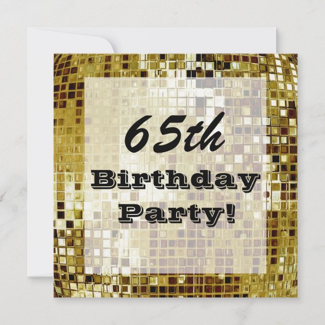 Gold 65th Or Any Age Birthday Party Invitation (Front)