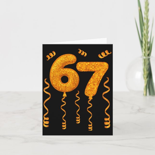 Gold 67 Party Balloons Funny 67 Meme Christmas 67  Card (Front)