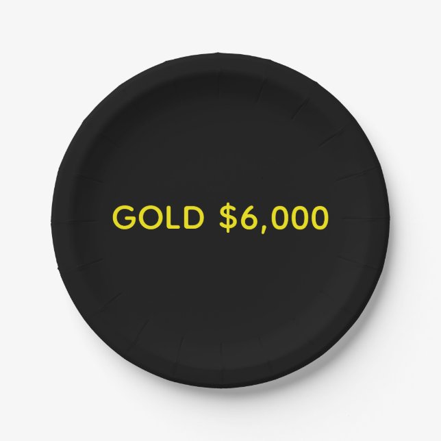 Gold $6,000 Market Celebration Paper Plate (Front)