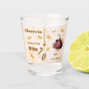 Gold 70 Balloon Number, Roses Jewels, Butterfly  Shot Glass