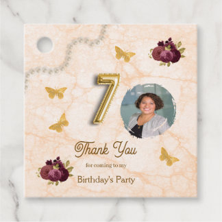 Gold 70 Birthday Burgundy English Roses & Thanks Favour Tags