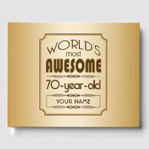 Gold 70th Birthday Celebration World Best Fabulous Guest Book