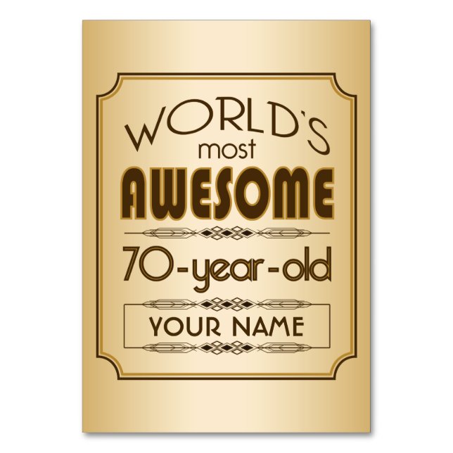 Gold 70th Birthday Celebration World Best Fabulous Table Number (Back)