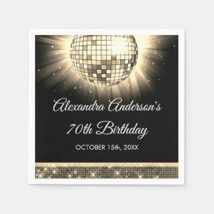 Gold 70th Birthday Party 70's Disco Ball Napkin
