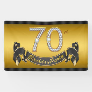 Gold 70th Birthday Party Banner