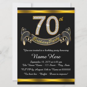 Gold 70th Birthday Party Invitation