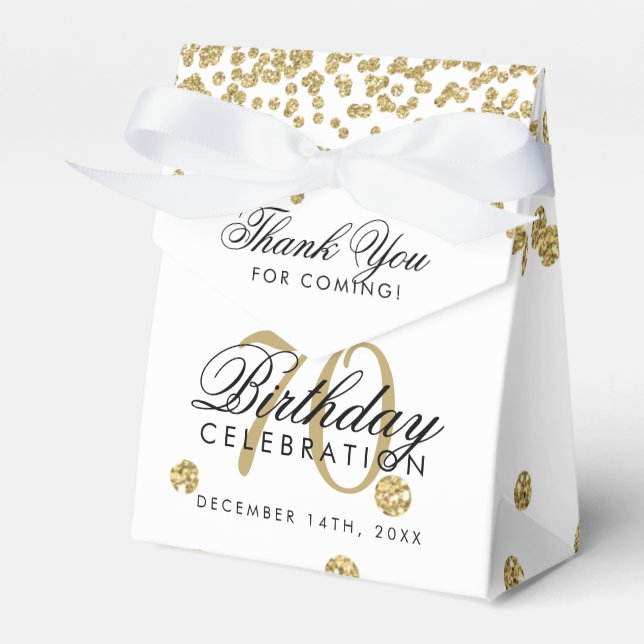Gold 70th Birthday Thank You Confetti Favour Box (Front Side)